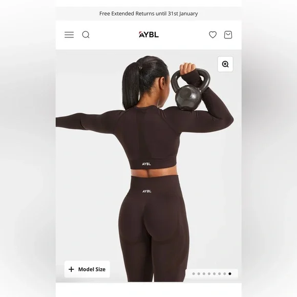 AYBL EMPOWER SEAMLESS LONG SLEEVE CROP TOP - Cocoa Brown - S - Picture 3 of 15